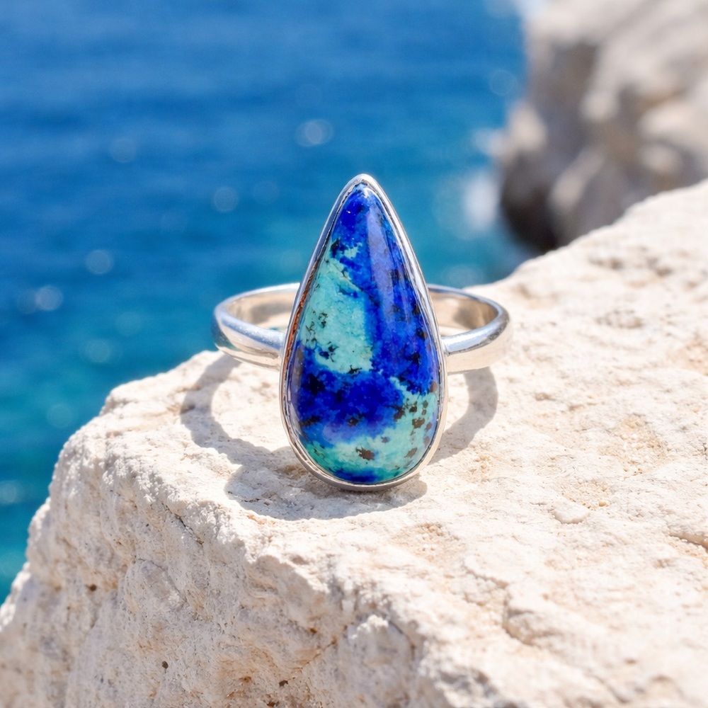 Diopside in Azurite Ring